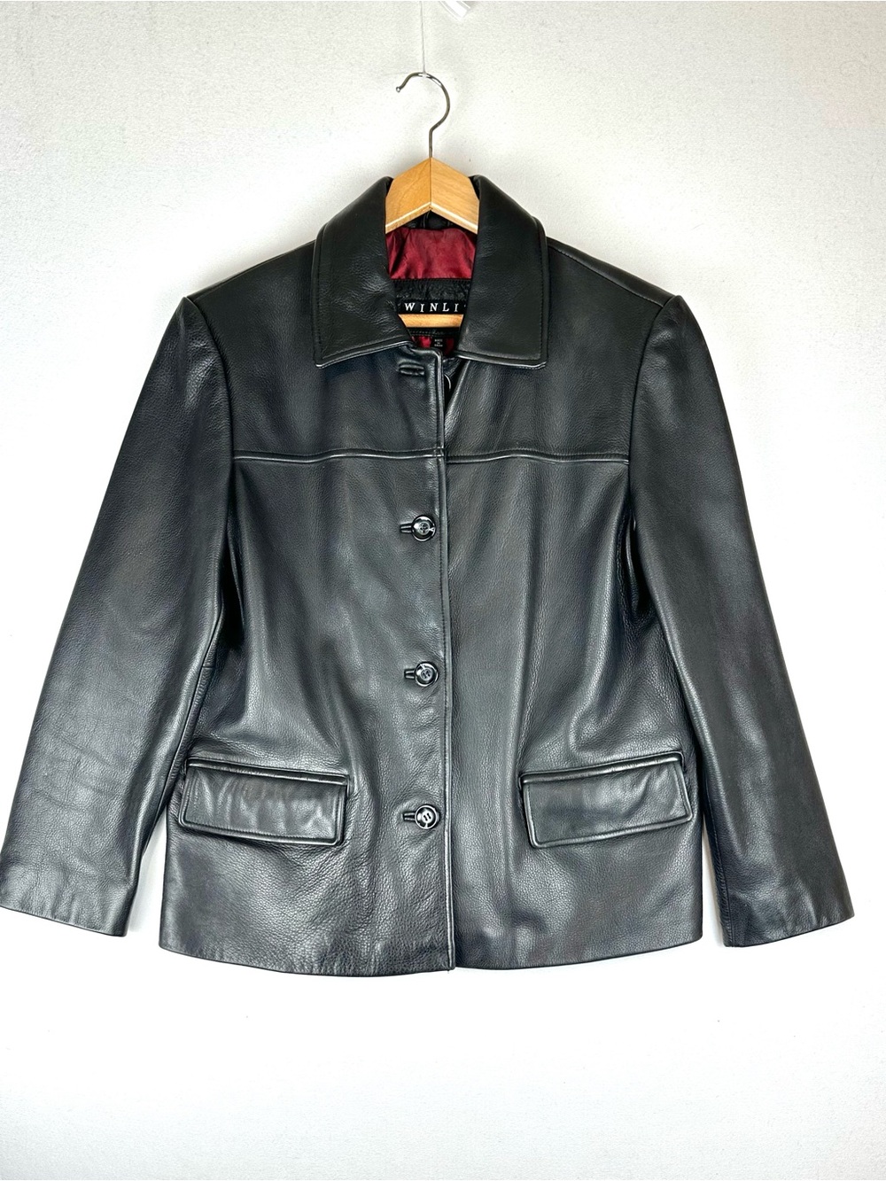 WINLIT Genuine Leather Jacket Blazer Women Black